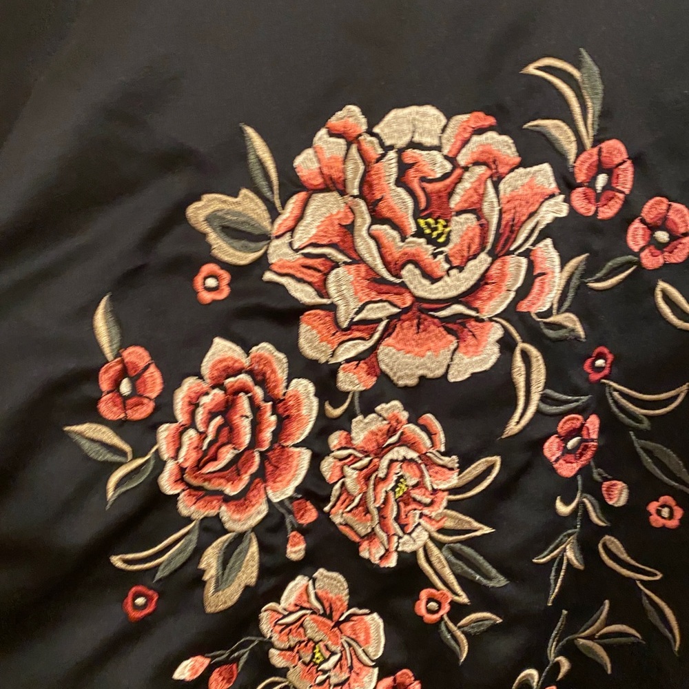 Floral black satin jacket